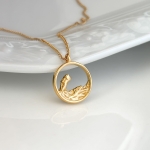 Naszyjnik stal chirurgiczna złoty morze woda kółko  