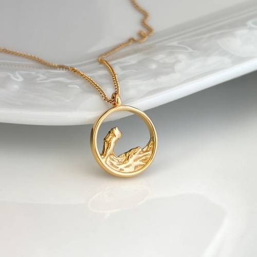 Naszyjnik stal chirurgiczna złoty morze woda kółko