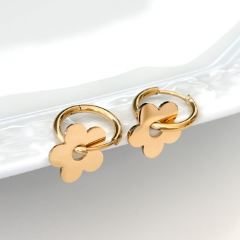 Kolczyki stal chirurgiczna kółka kwiatki 