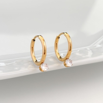 Kolczyki stal chirurgiczna złote kółka kamień 