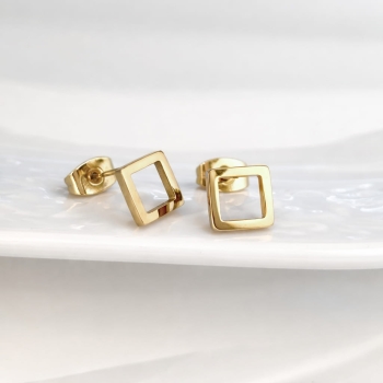 Kolczyki stal chirurgiczna 316L kwadraty puste 316L