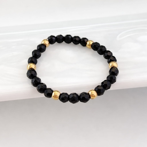 Pierścionek turmalin czarny kamień naturalny elastyczny 2 mm