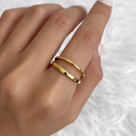 Pierscionek stal chirurgiczna złoty obrączka podwójny cienki