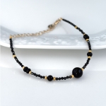Bransoletka z kulek agat czarny 7 mm kamień naturalny