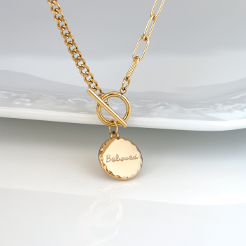 Naszyjnik stal chirurgiczna łańcuszek złoty medalik 