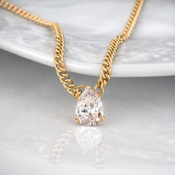 Naszyjnik stal chirurgiczna łańcuszek kamień cyrkonia 