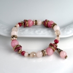 Bransoletka kamień naturalny z koralików  różowa