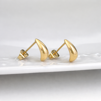 Kolczyki damskie łezki krople stal chirurgiczna złote sztyft