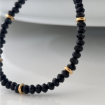 Bransoletka agat kamień naturalny czarny koraliki  5 mm 