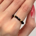 Pierścionek turmalin czarny kamień naturalny elastyczny 3 mm