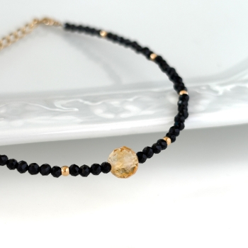 Bransoletka cytryn turmalin kamienie naturalne złota damska