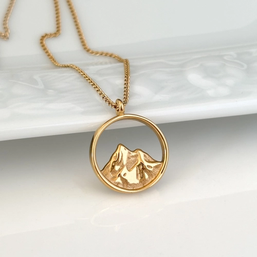 Naszyjnik stal chirurgiczna złoty góry kółko