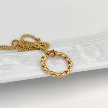 Naszyjnik stal chirurgiczna kółko skręcane złoty 