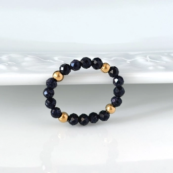 Pierścionek kamień naturalny noc Kairu 3 mm elastyczny