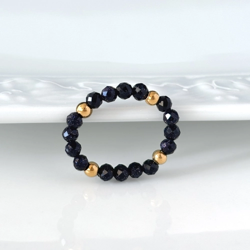 Pierścionek kamień naturalny noc Kairu 3 mm elastyczny